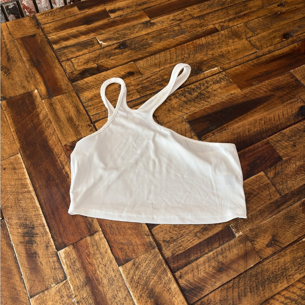 SHEIN White Asymmetrical Crop Tank Top